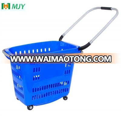 Plastic rolling shopping basket MJY-TR11