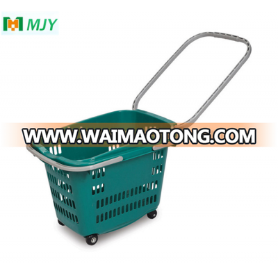 Supermarket Plastic rolling shopping basket MJY-TR13