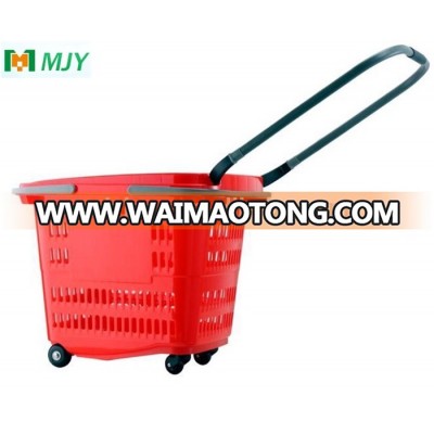 Single Handle Plastic rolling shopping basket MJY-TR08