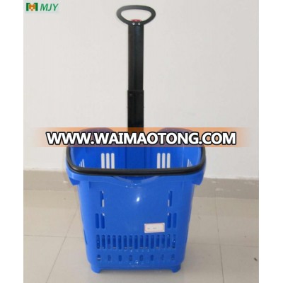 Platic rolling shopping basket MJY-TR05